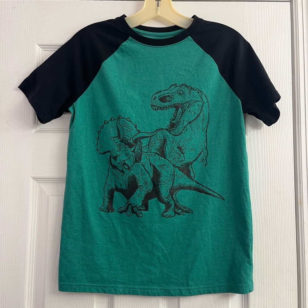 Cat & Jack Kids Dinosaur Graphic Tee - Green & Black Size L 12-14 T-Rex